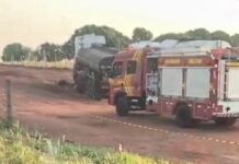 Tragédia: jovem trabalhador morre ao cair dentro de caminhão com piche na BR-163