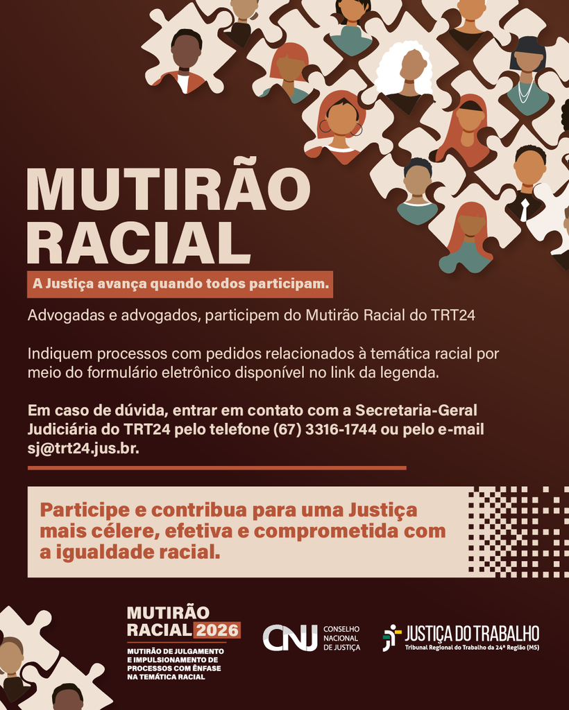 Abertas inscrições para inclusão de processos no Mutirão Racial 2026 Abertas inscrições para inclusão de processos no Mutirão Racial 2026