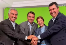 Eduardo Riedel visita Flávio Bolsonaro para “ratificar apoio” ao candidato