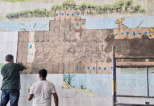FUPHAN acompanha restauração de painel artístico histórico no centro de Corumbá
