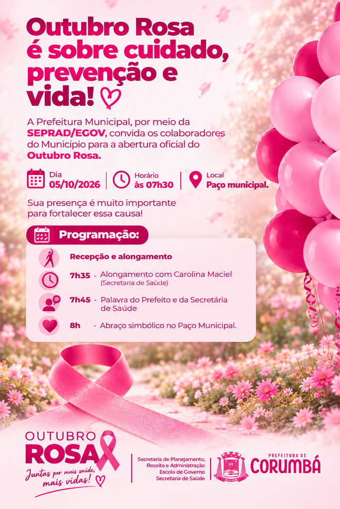 Corumbá inicia Outubro Rosa com ação de conscientização no Paço Municipal Corumbá inicia Outubro Rosa com ação de conscientização no Paço Municipal