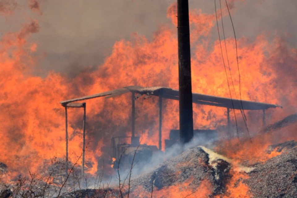 Incêndio com chamas de 4 metros de altura destrói depósito de entulho; vejam as fotos