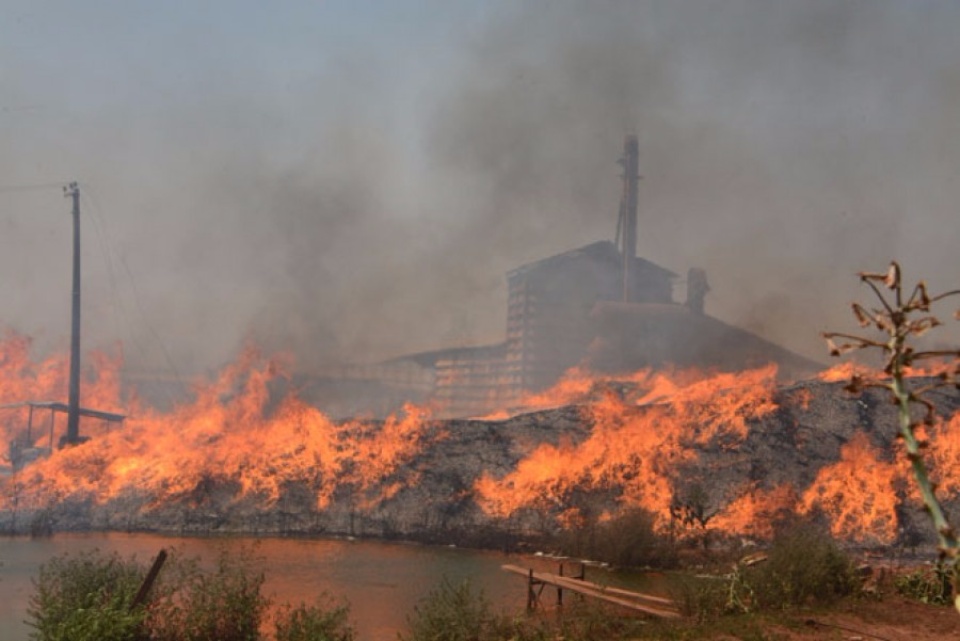 Incêndio com chamas de 4 metros de altura destrói depósito de entulho; vejam as fotos