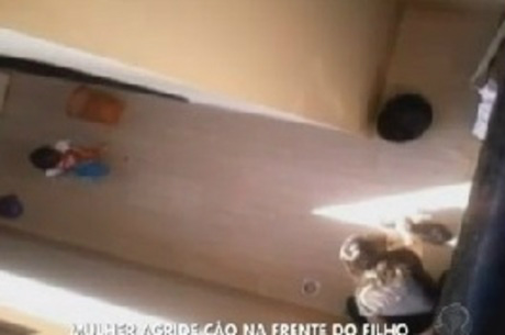 Vizinhos filmaram agressão da mulher ao cachorro
Reprodução/Rede Record