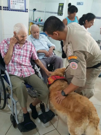 Bombeiros Militar vão até asilo São João Bosco com projeto “Cão Herói, Cão Amigo” Divulgação