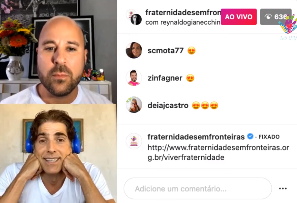 Reynaldo Gianecchini e André Trigueiro pdem apoio ao trabalho da Fraternidade sem Fronteiras Divulgação
