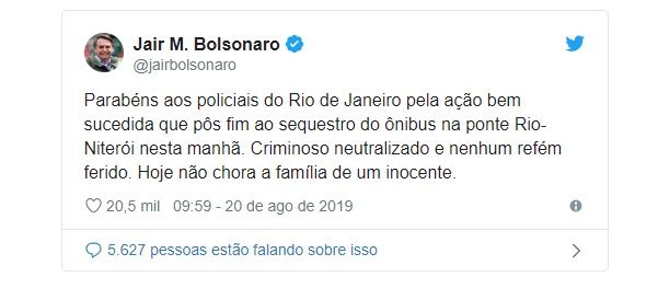 Bolsonaro sobre sequestro: 'Hoje não chora a família de um inocente' Bolsonaro sobre sequestro: 'Hoje não chora a família de um inocente'