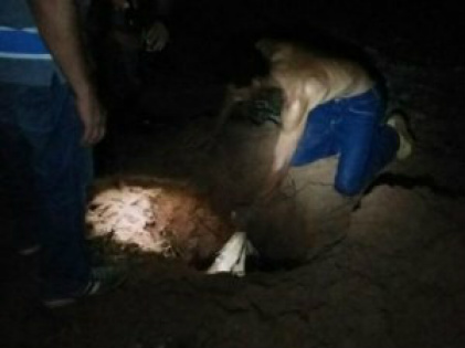 Marido mata esposa e enterra corpo em fazenda de Três Lagoas Luciano mostra a polícia o local onde enterrou a mulher.
(Foto: Celso Daniel/TVC)