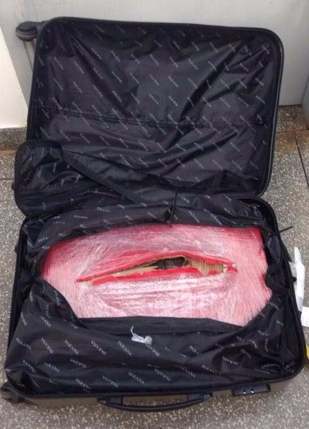 Droga de suspeito estava em fundo falso da mala (Foto: Polícia Federal/Divulgação)
