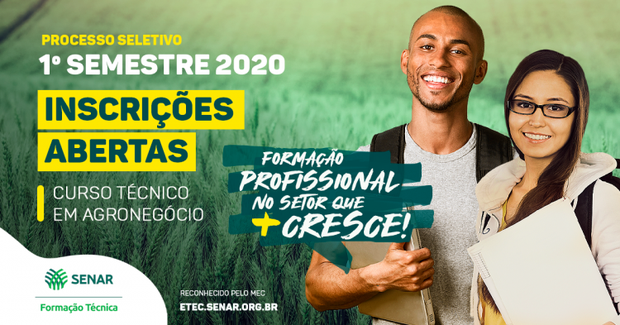 Senar/MS oferta 190 vagas para Curso de Nível Técnico em Agronegócio Senar/MS oferta 190 vagas para Curso de Nível Técnico em Agronegócio