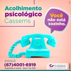 Cassems lança acolhimento psicológico por telefone Divulgação