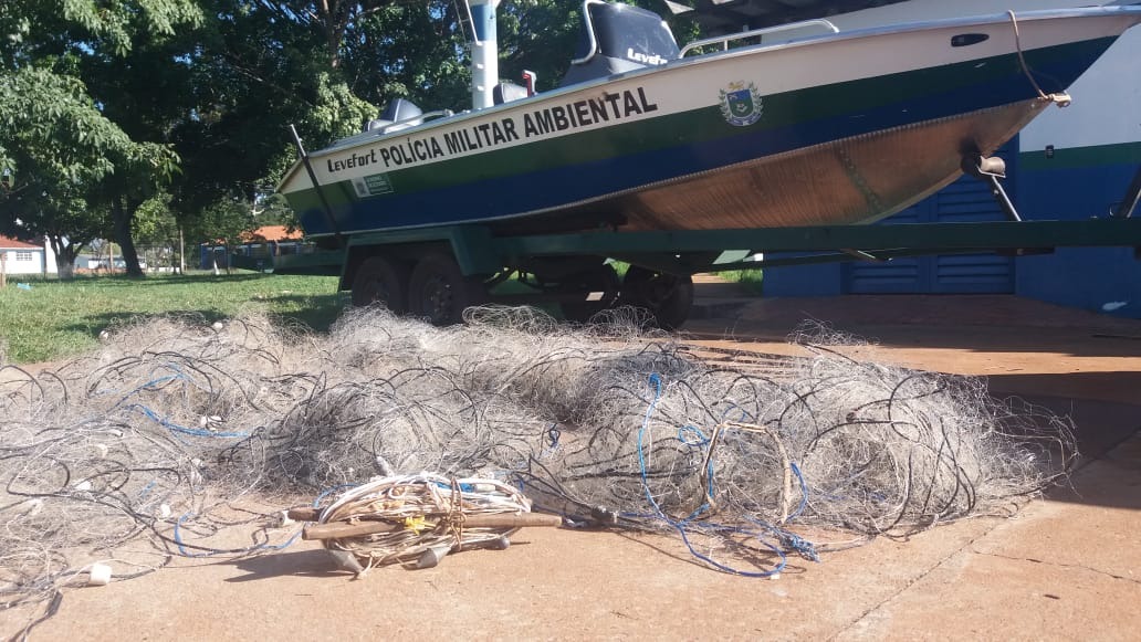 PMA apreende 500 metros de rede para pesca em rios de MS PMA apreende 500 metros de rede para pesca em rios de MS