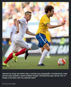 Kaká é convocado para o lugar de Philippe Coutinho na seleção brasileira Kaká comemorou a convocação para a seleção brasileira Foto: Reprodução / Instagram
