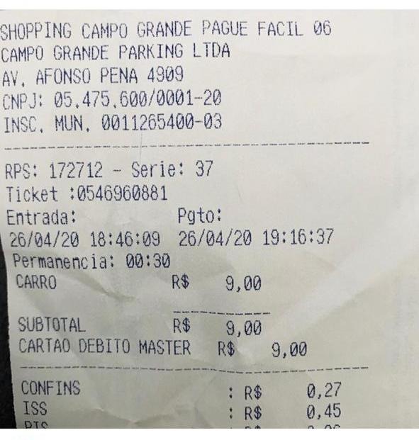 Estacionamento do Shopping Campo Grande é autuado pelo Procon Municipal Divulgação
