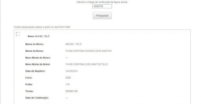 Registro feito em cartório.