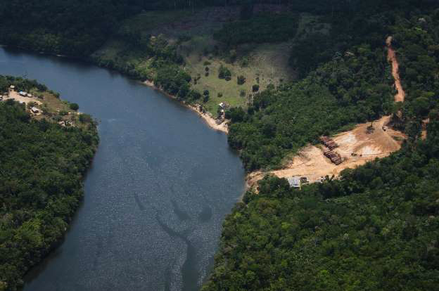 AFP Vista de área de exploração ilegal de madeira, como parte da segunda fase do relatório 