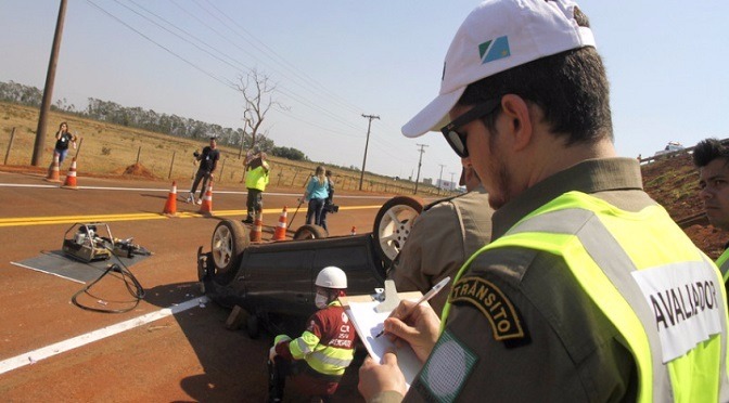 Até helicóptero de salvamento da PRF participou do simulado de acidente na BR-163 Divulgação