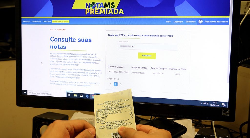 Notas fiscais geradas a partir de 1º de janeiro de 2020 já têm oito dezenas para sorteio. Edemir Rodrigues