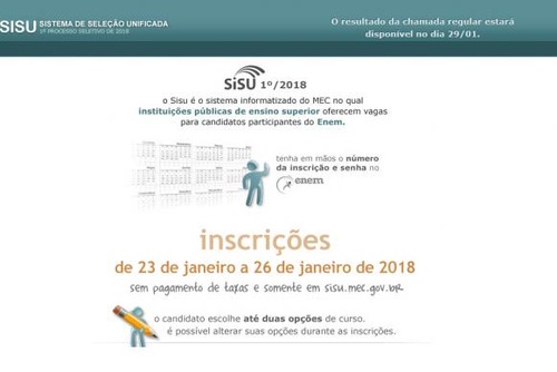 Página do Sisu na internet 