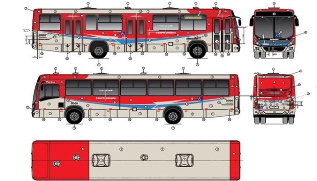Ônibus da Capital ganha novo padrão de cores e layout externo (Divulgação/Diretran)