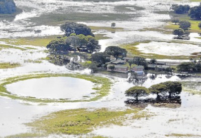 Pista de pouso da fazenda Colorado, entre Abrobal e Aquidauana está debaixo d’água - Foto: Paulo Ribas/Correio do Estado