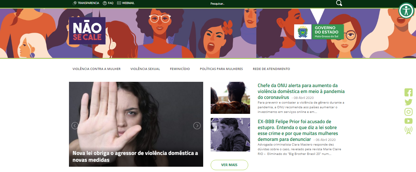 MS lança site “Não Se Cale” sobre violência contra as mulheres Site aborda as diversas formas de violências de gênero além de apresentar procedimentos e rede de atendimento.