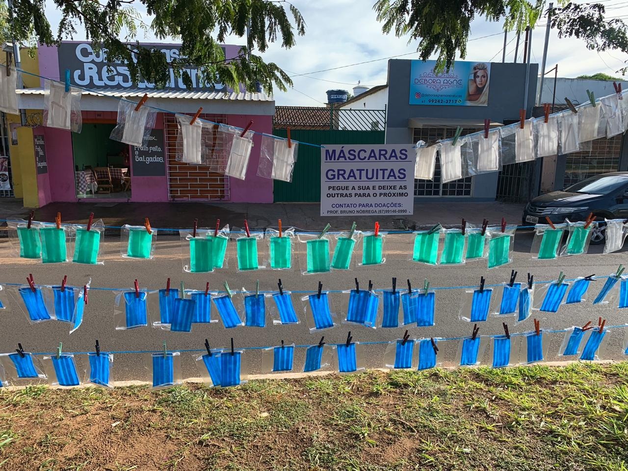 Varal solidário distribui máscaras gratuitas nos bairros de Campo Grande Divulgação