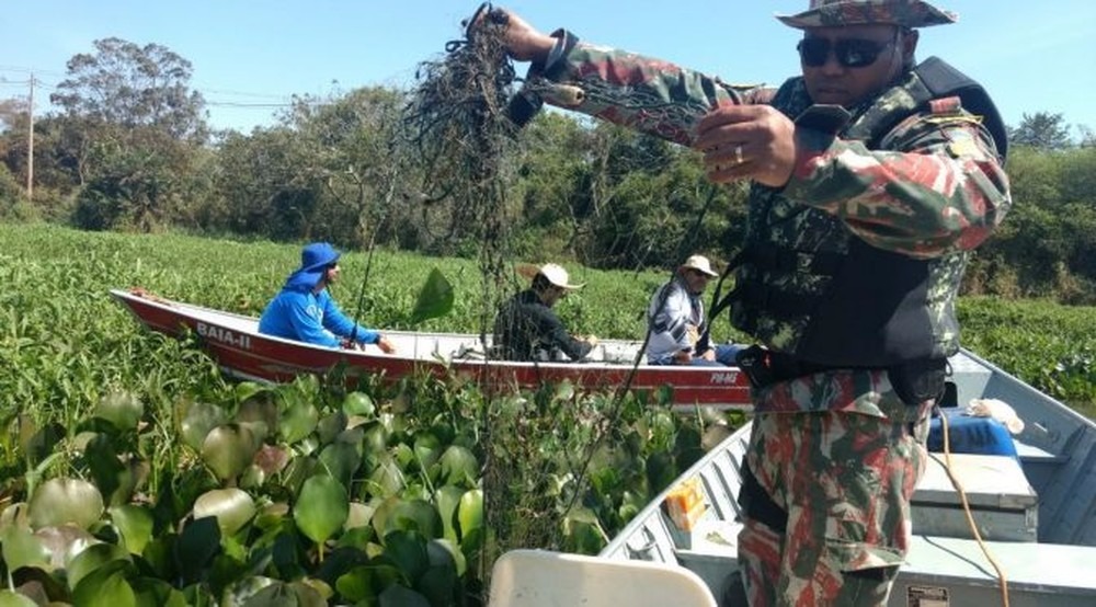 Polícia apreende objetos e autua três por pesca ilegal em um dia durante operação PMA apreendeu vários materiais ilegais para pesca nos rios (Foto: Polícia Militar Ambiental/Divulgação)