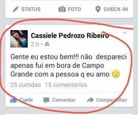 Postagem realizada na noite de ontem. (Foto: Reprodução/ Facebook)