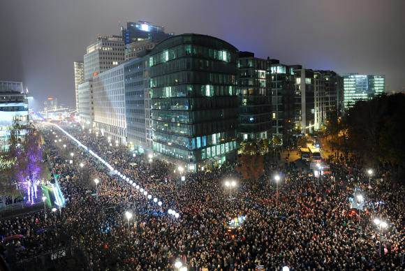 As comemorações pelos 25 anos de derrubada do Muro de Berlim levaram 2 milhões às ruasBritta Pedersen/Lusa