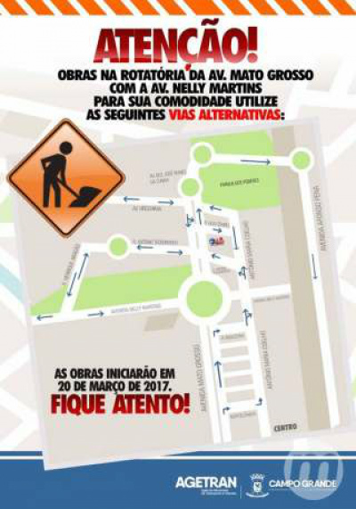 Obra na rotatória da Via Parque, na Mato Grosso, inicia na próxima segunda (20)