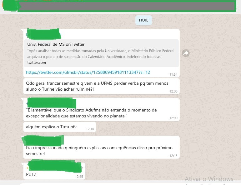 Nas universidades ano letivo pode avançar para 2021 Divulgação/WhatsApp