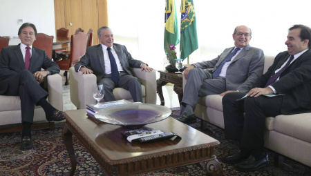Eunício, Temer, Mendes e Maia no Planalto. ANTONIO CRUZ/ AGÊNCIA BRASIL