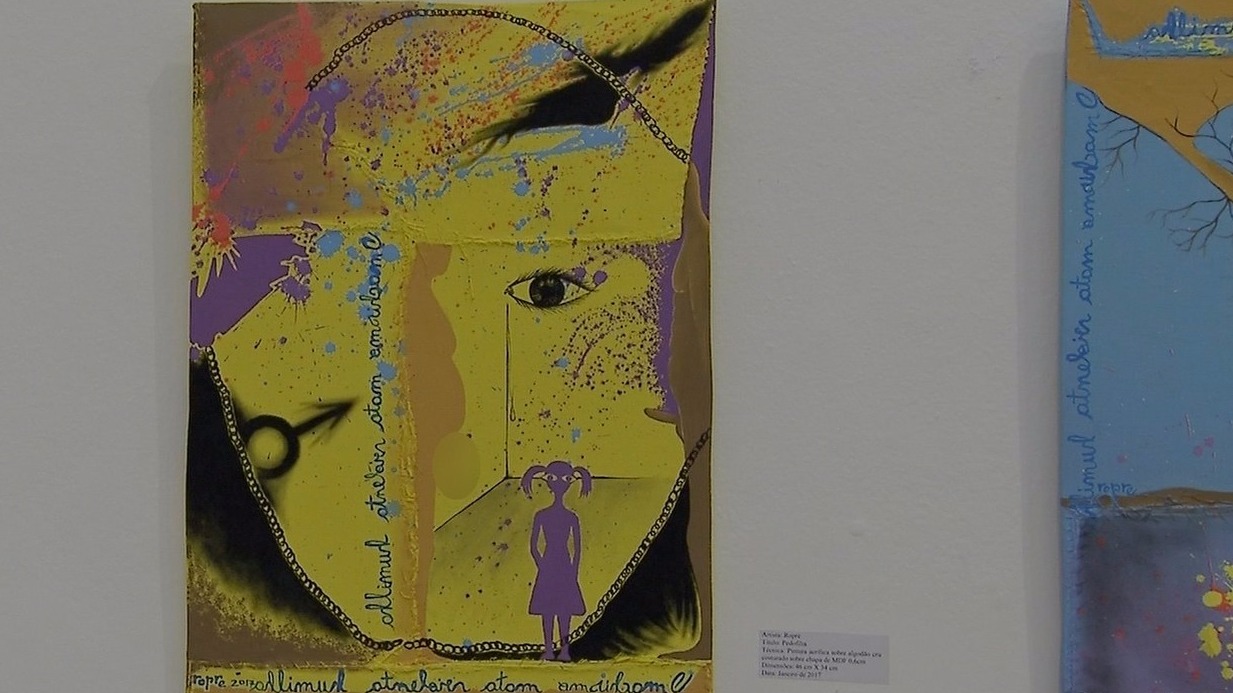 Quadro Pedofilia, exposto em museu de Campo Grande, gerou polêmica (Foto: Reprodução)