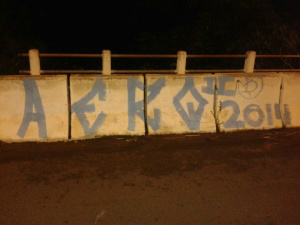 Um dos locais que foi pichado pelo adolescente. (Foto: divulgação/Guarda Municipal).