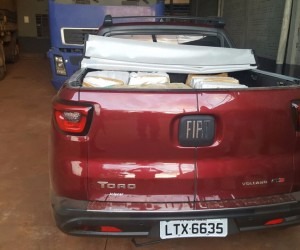 PF apreende mais de meia tonelada de maconha em caminhonete Droga foi apreendida em carroceria de pickup - Divulgação/PF