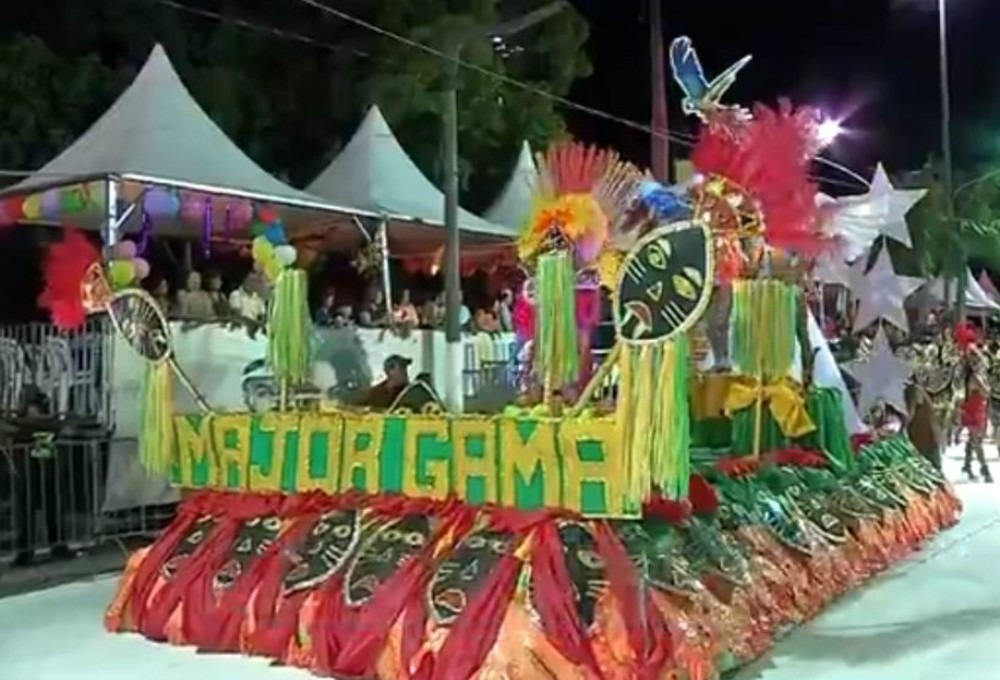 Escola Unidos da Major Gama abre neste domingo (11) o desfile das escolas de samba em Corumbá (MS) (Foto: Reprodução/TV Morena)
