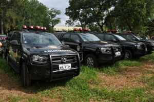 Sejusp apresentou e fez carreata com as 166 novas viaturas, para 45 municípios do Estado (Foto: Marcelo Calazans)