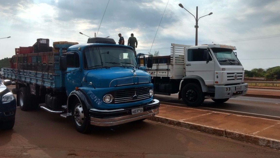 Dupla é presa levando maconha para São Paulo em caminhões de fruta Caminhões com a droga. Foto: Osvaldo Duarte