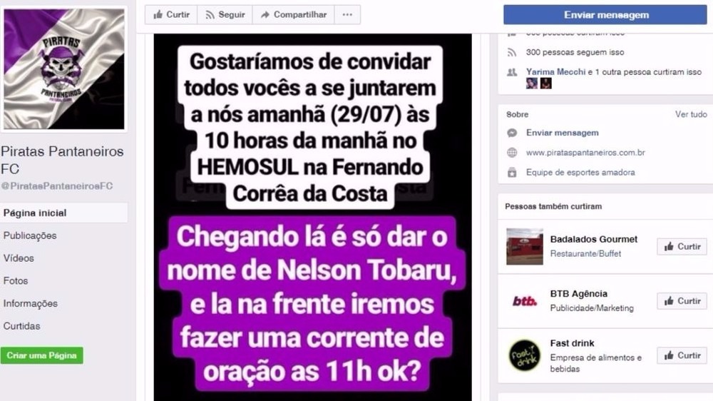 Campanha feita na rede social (Foto: Facebook/Reprodução)