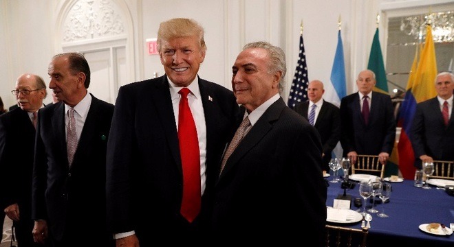 Presidentes Donald Trump (EUA) e Michel Temer (Brasil) se encontraram em Nova York
Kevin Lamarque/18.09.2017/Reuters