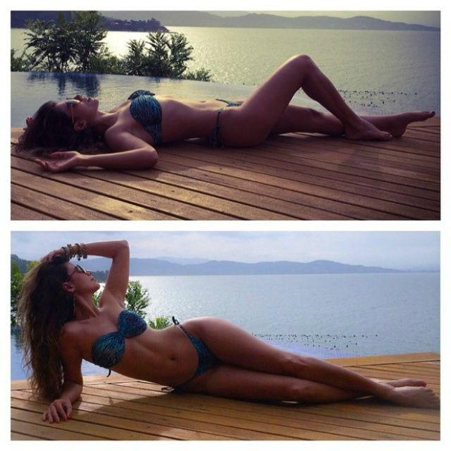 Paula Fernandes faz poses sensuais de biquíni à beira da piscina Paula Fernandes (Foto: Instagram / Reprodução)