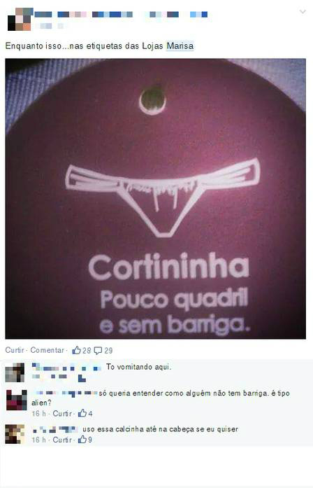 Peça exposta em loja foi motivo de críticas na internet Foto: Reprodução / Facebook