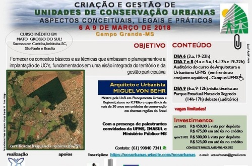 Prefeitura apoia curso sobre unidade de conservação urbanas Prefeitura apoia curso sobre unidade de conservação urbanas