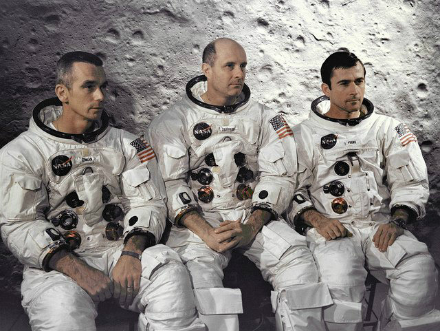 Astronautas da Apollo 10: missão não chegou a aterrizar na Lua (Imagem: Arquivo/Nasa)
