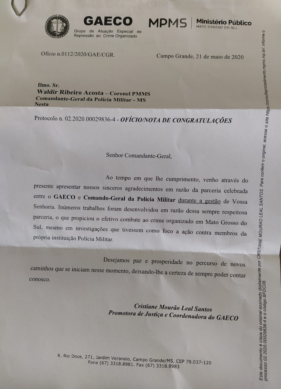 Gaeco agradece apoio do comandante geral nas ações de combate à corrupção dentro da PM