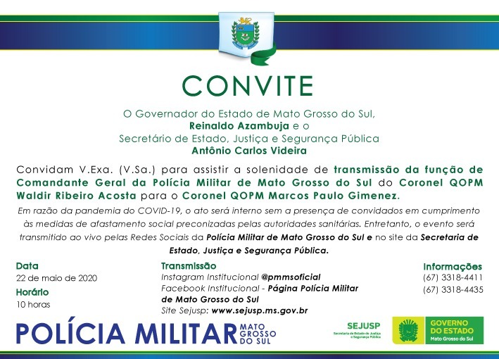 Sessão de transferência do Comando Geral da PM do MS