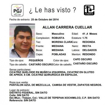 Cartaz do desaparecimento de Allan, que foi registrado pela própria mulher Foto: PGJDF