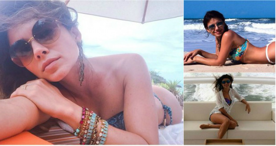 A cantora sertaneja Paula Fernandes usa biquínis de todos os tipos e cores: 