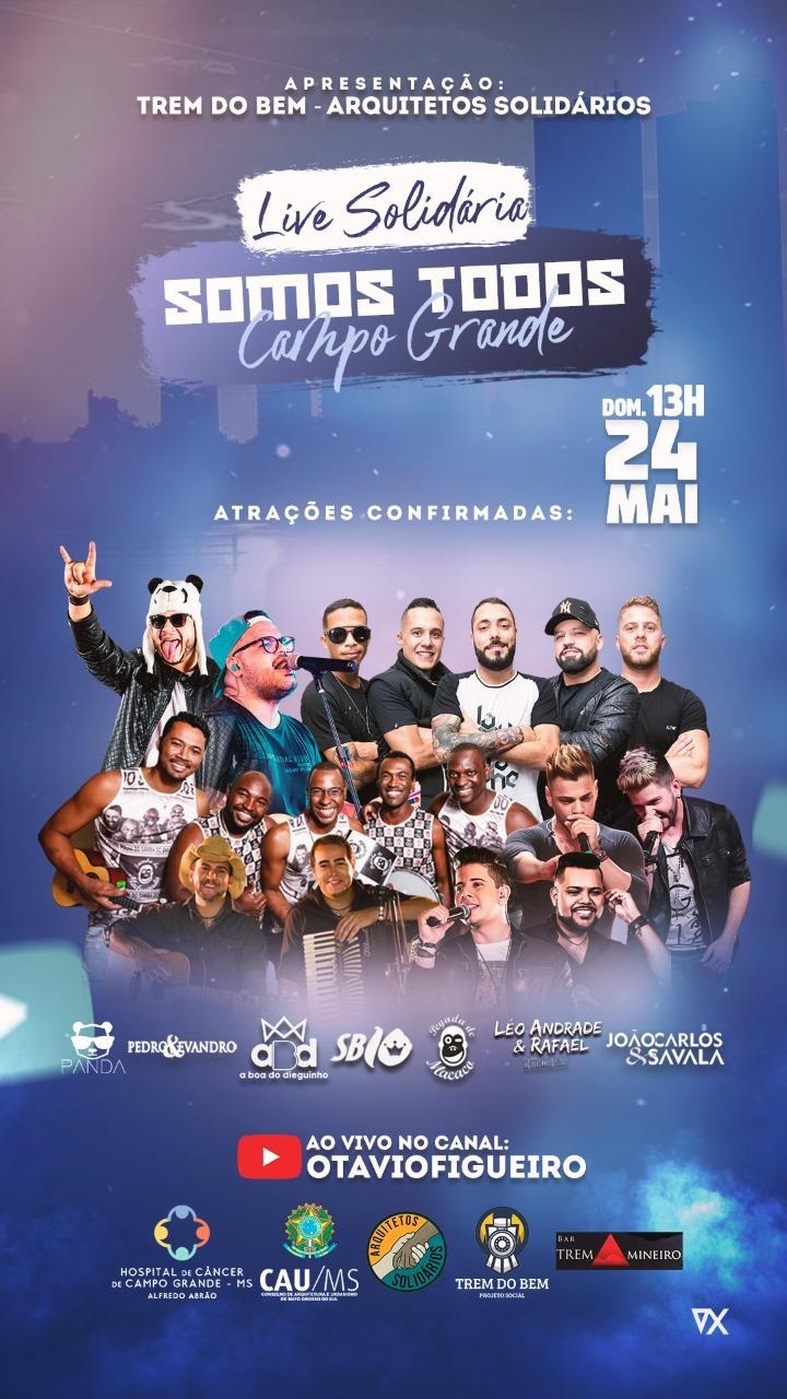 Amigos e empresários de Campo Grande promovem live solidária neste domingo (24) Divulgação